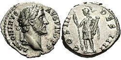 1 Денарий Римская империя (27BC-395) Серебро Антонин Пий  (86-161)