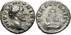 1 Денарий Римская империя (27BC-395) Серебро Антонин Пий  (86-161)