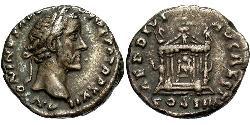 1 Денарий Римская империя (27BC-395) Серебро Антонин Пий  (86-161)