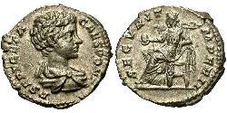 1 Денарий Римская империя (27BC-395) Серебро Гета (189-211)
