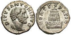 1 Денарий Римская империя (27BC-395) Серебро Антонин Пий  (86-161)