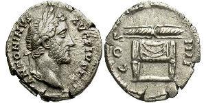 1 Денарий Римская империя (27BC-395) Серебро Антонин Пий  (86-161)