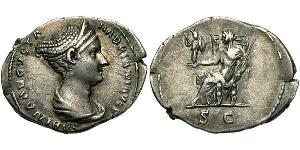 1 Денарий Римская империя (27BC-395) Серебро Вибия Сабина (83-137)