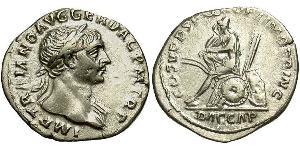 1 Денарий Римская империя (27BC-395) Серебро Траян (53-117)