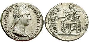 1 Денарий Римская империя (27BC-395) Серебро Вибия Сабина (83-137)