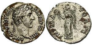 1 Денарий Римская империя (27BC-395) Серебро Антонин Пий  (86-161)