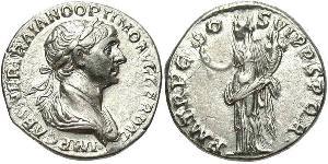 1 Денарий Римская империя (27BC-395) Серебро Траян (53-117)