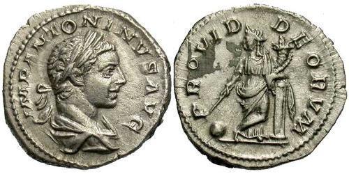 1 Денарий Римская империя (27BC-395) Серебро Гелиогабал (203-222)