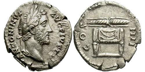 1 Денарий Римская империя (27BC-395) Серебро Антонин Пий  (86-161)