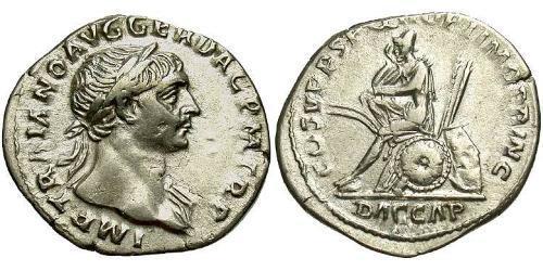 1 Денарий Римская империя (27BC-395) Серебро Траян (53-117)