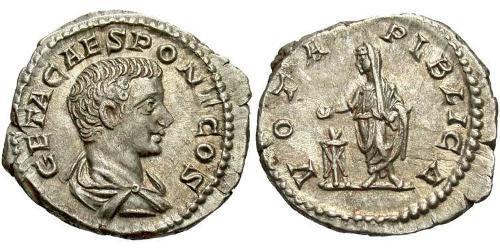 1 Денарий Римская империя (27BC-395) Серебро Гета (189-211)