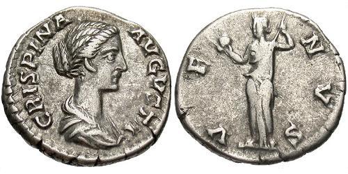 1 Денарий Римская империя (27BC-395) Серебро Брутия Криспина (164-187)