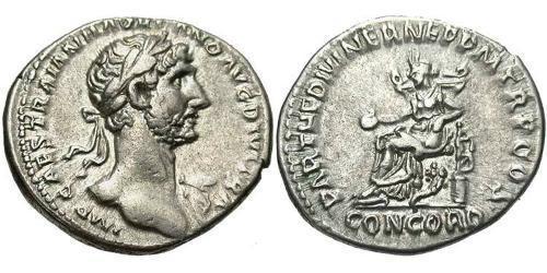 1 Денарий Римская империя (27BC-395) Серебро Адриан (76 - 138) 