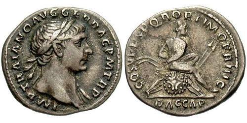 1 Денарий Римская империя (27BC-395) Серебро Траян (53-117)