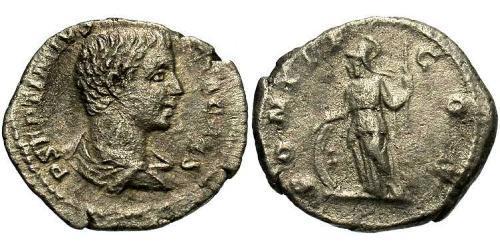 1 Денарий Римская империя (27BC-395) Серебро Гета (189-211)
