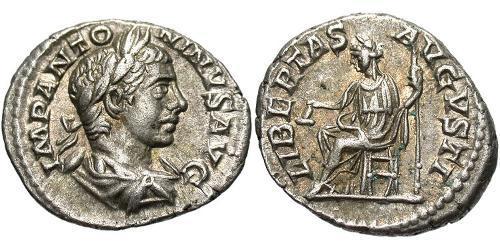 1 Денарий Римская империя (27BC-395) Серебро Гелиогабал (203-222)