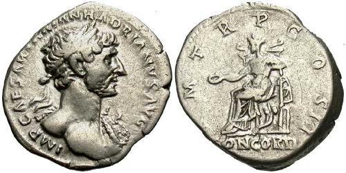 1 Денарий Римская империя (27BC-395) Серебро Адриан (76 - 138) 