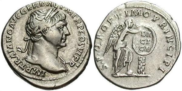 1 Денарий Римская империя (27BC-395) Серебро Траян (53-117)