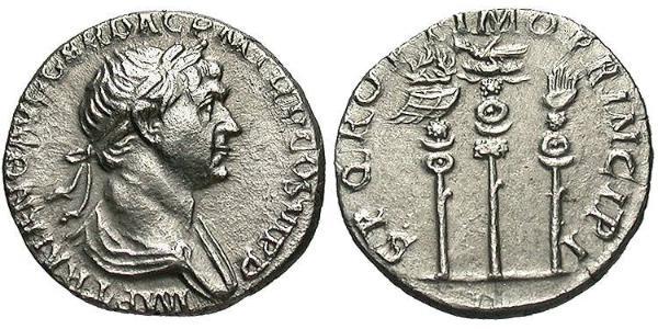1 Денарий Римская империя (27BC-395) Серебро Траян (53-117)