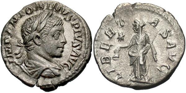 1 Денарий Римская империя (27BC-395) Серебро Гелиогабал (203-222)