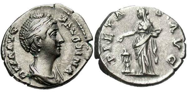 1 Денарий Римская империя (27BC-395) Серебро Фаустина Старшая(105-141)