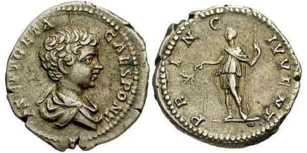 1 Денарий Римская империя (27BC-395) Серебро Гета (189-211)