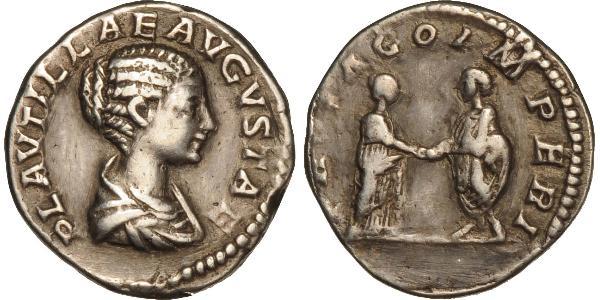 1 Денарий Римская империя (27BC-395) Серебро Fulvia Plautilla (189-212)