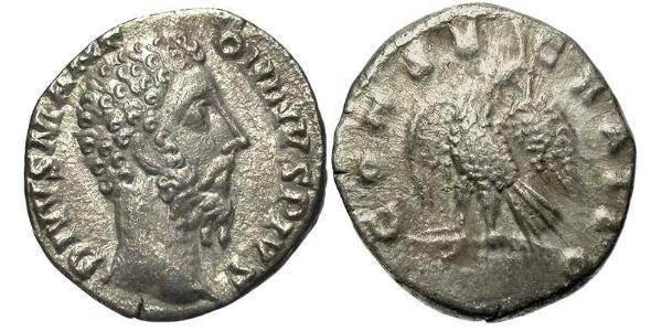 1 Денарий Римская империя (27BC-395) Серебро Марк Аврелий (121-180)
