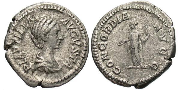 1 Денарий Римская империя (27BC-395) Серебро Fulvia Plautilla (189-212)