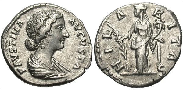1 Денарий Римская империя (27BC-395) Серебро Фаустина II (130-175)