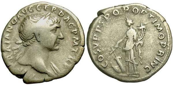 1 Денарий Римская империя (27BC-395) Серебро Траян (53-117)