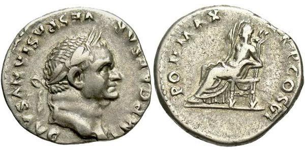 1 Денарий Римская империя (27BC-395) Серебро Веспасиан (9-79)