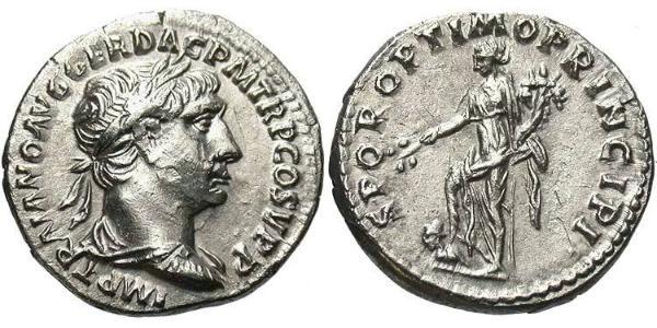 1 Денарий Римская империя (27BC-395) Серебро Траян (53-117)