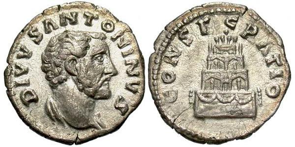 1 Денарий Римская империя (27BC-395) Серебро Антонин Пий  (86-161)