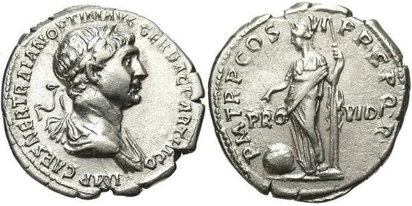 1 Денарий Римская империя (27BC-395) Серебро Траян (53-117)