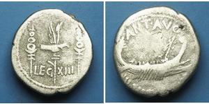 1 Денарий Римская республика (509BC-27BC) Серебро Марк Антоний (83BC-30BC)