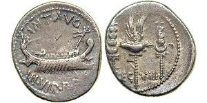 1 Денарий Римская республика (509BC-27BC) Серебро Марк Антоний (83BC-30BC)