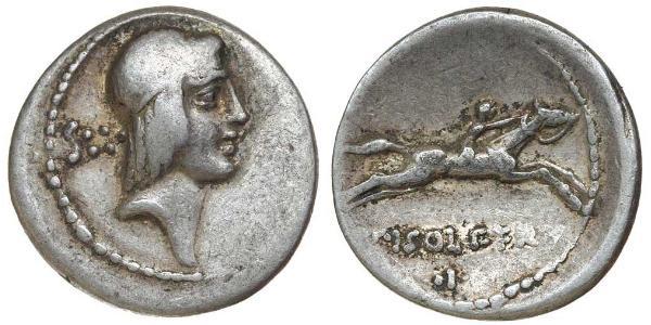 1 Денарий Римская республика (509BC-27BC) Серебро 