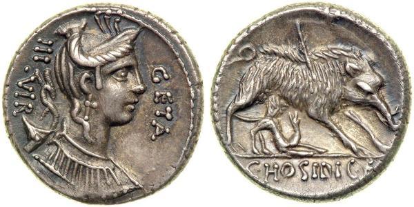 1 Денарий Римская республика (509BC-27BC) Серебро 