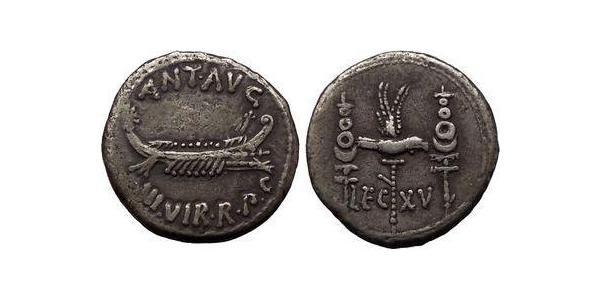 1 Денарий Римская республика (509BC-27BC) Серебро Марк Антоний (83BC-30BC)