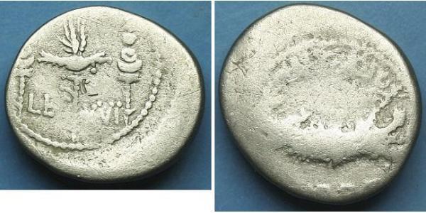 1 Денарий Римская республика (509BC-27BC) Серебро Марк Антоний (83BC-30BC)
