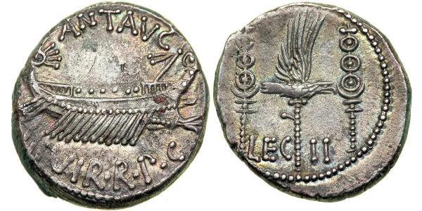 1 Денарий Римская республика (509BC-27BC) Серебро Марк Антоний (83BC-30BC)