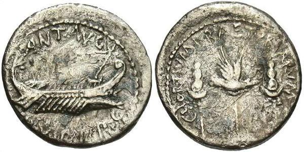 1 Денарий Римская республика (509BC-27BC) Серебро Марк Антоний (83BC-30BC)