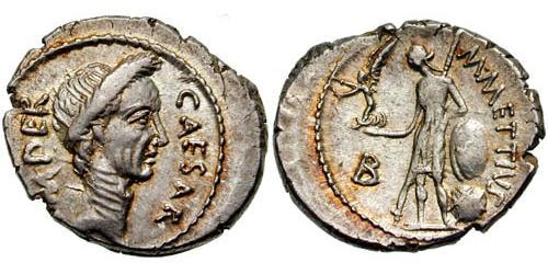 1 Денарій Римська республіка (509BC-27BC) Срібло Юлій Цезар (100BC- 44 BC)
