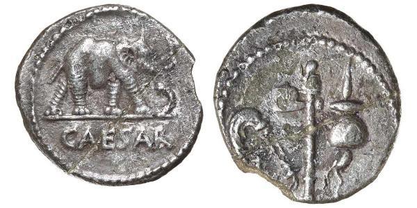 1 Денарій Римська республіка (509BC-27BC) Срібло Юлій Цезар (100BC- 44 BC)