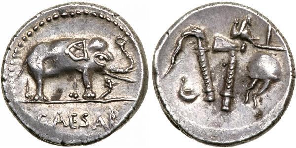 1 Денарій Римська республіка (509BC-27BC) Срібло Юлій Цезар (100BC- 44 BC)