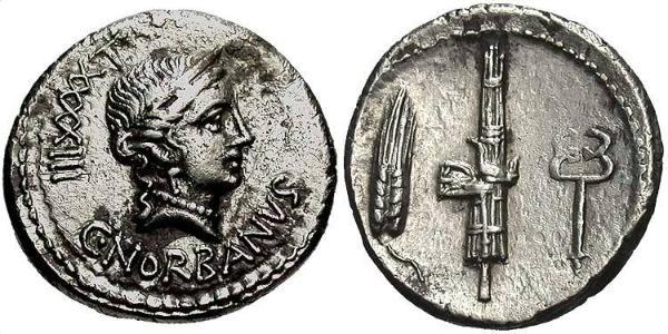 1 Денарій Римська республіка (509BC-27BC) Срібло 