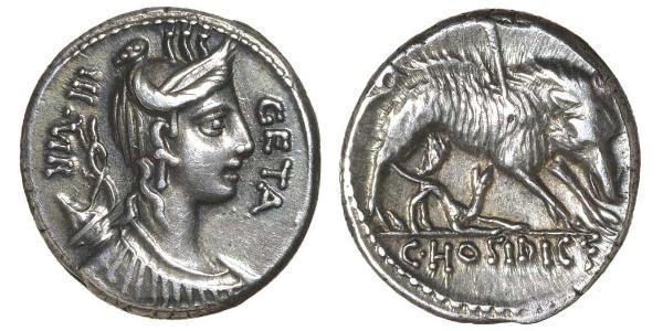 1 Денарій Римська республіка (509BC-27BC) Срібло 