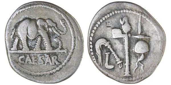 1 Денарій Римська республіка (509BC-27BC) Срібло Юлій Цезар (100BC- 44 BC)