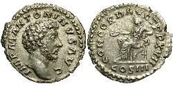1 Денарій Римська імперія (27BC-395) Срібло Марк Аврелій (121-180)